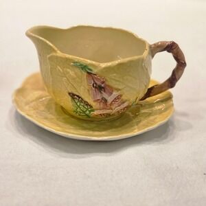 Carlton Ware Foxglove Yellow Creamer and Saucer Set Made in England Vintage